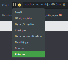 variables de personnalisation